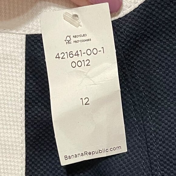 Banana Republic Size 12 Sleeveless Dark Navy White Contrast Nautical Dress NWT - Picture 5 of 7